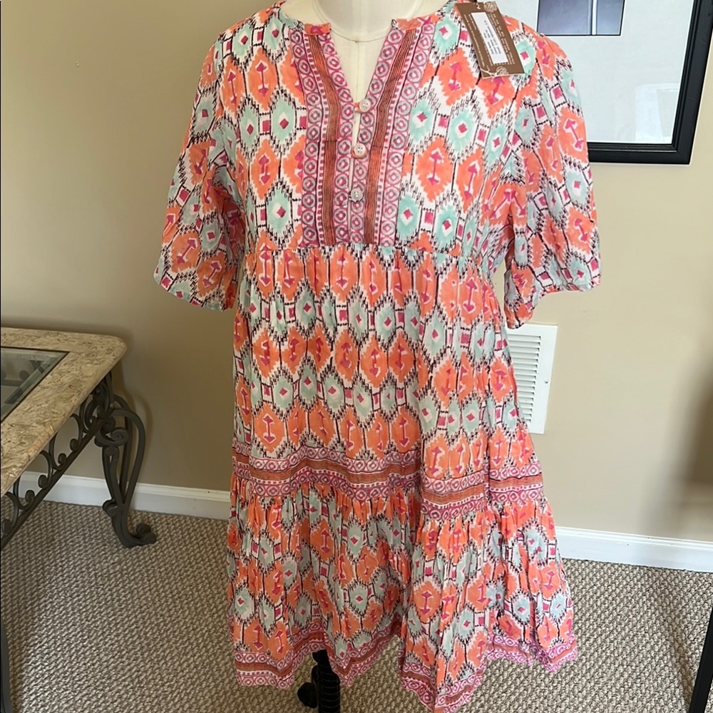 Vibrant Patterned Boho Dress